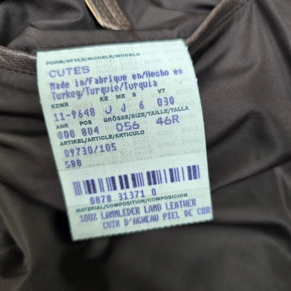 Hugo Boss Leather Blazer Jacket Mens XL 46R Brown Lamb Leather Soft! Distressed - Picture 12 of 16